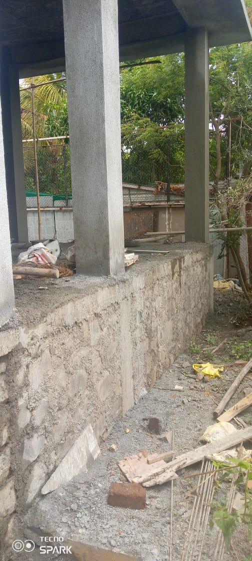 RCC column and plinth structure under construction